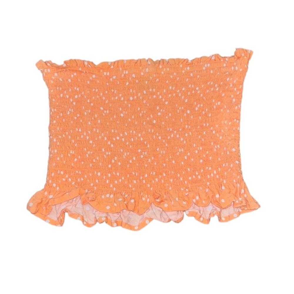 Forever 21, Coral/White Polkadots Crop Top, Small